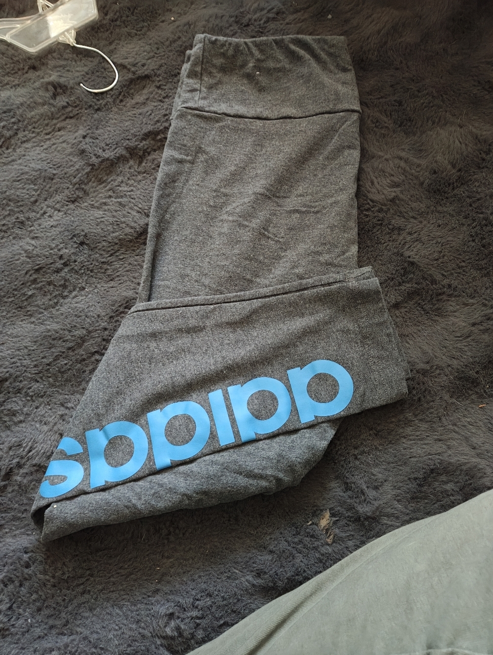 adidas Gray Leggings with Bright Blue Logo